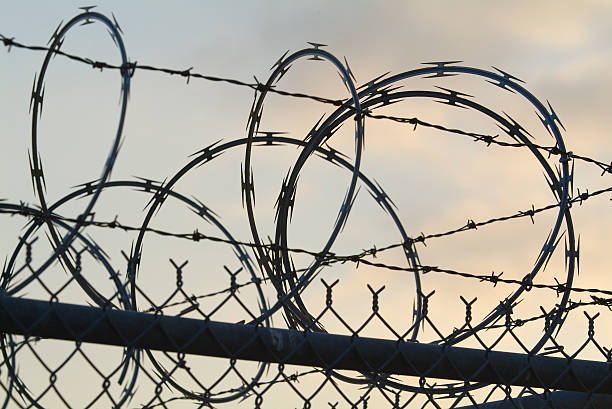security razor and barbed wire fence short DOF